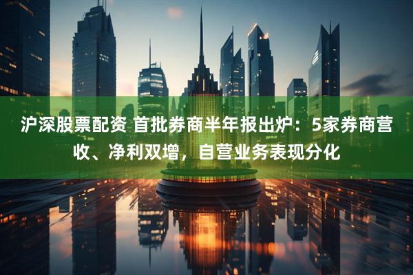 沪深股票配资 首批券商半年报出炉：5家券商营收、净利双增，自营业务表现分化